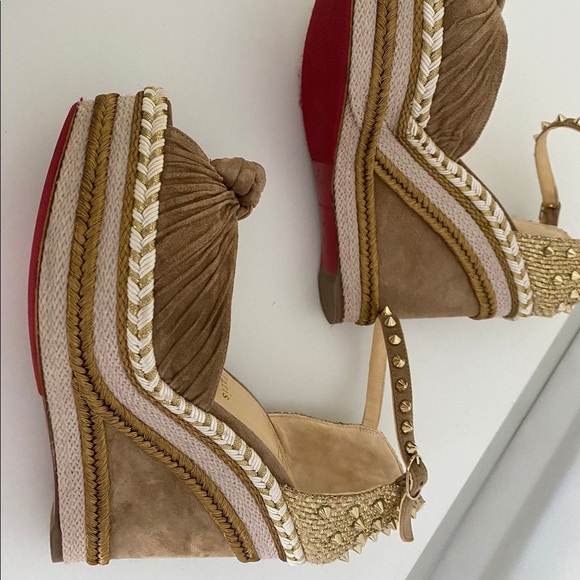 Christian louboutin Madcarina 120 Tan Suede Wedge - Picture 3 of 10